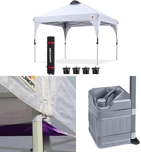 ABCCANOPY 10x10 Pop Up Canopy Tent with Gutter and Water Weights Set of 4