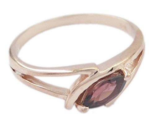 Bague grenat fin 925 argent doré rose bijou anneau rouge taille 54