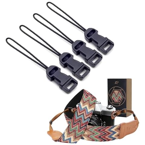 Padwa Lifestyle Vintage Embroidered Camera Strap and 4 Pcs Black Quick Release Camera Strap QD Loops Connector Adapter Cover