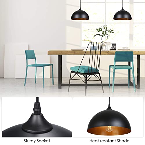 Tomshine Plug In Pendant Light, Metal Dome Hanging Pendant Light 2 Pack With 15Ft Plug In Cord, On/Off Switch, For E26 Bulbs, Black Barn Pendant Light For Farmhouse Kitchen, Dining, Bedroom 2 Pack #TOP7