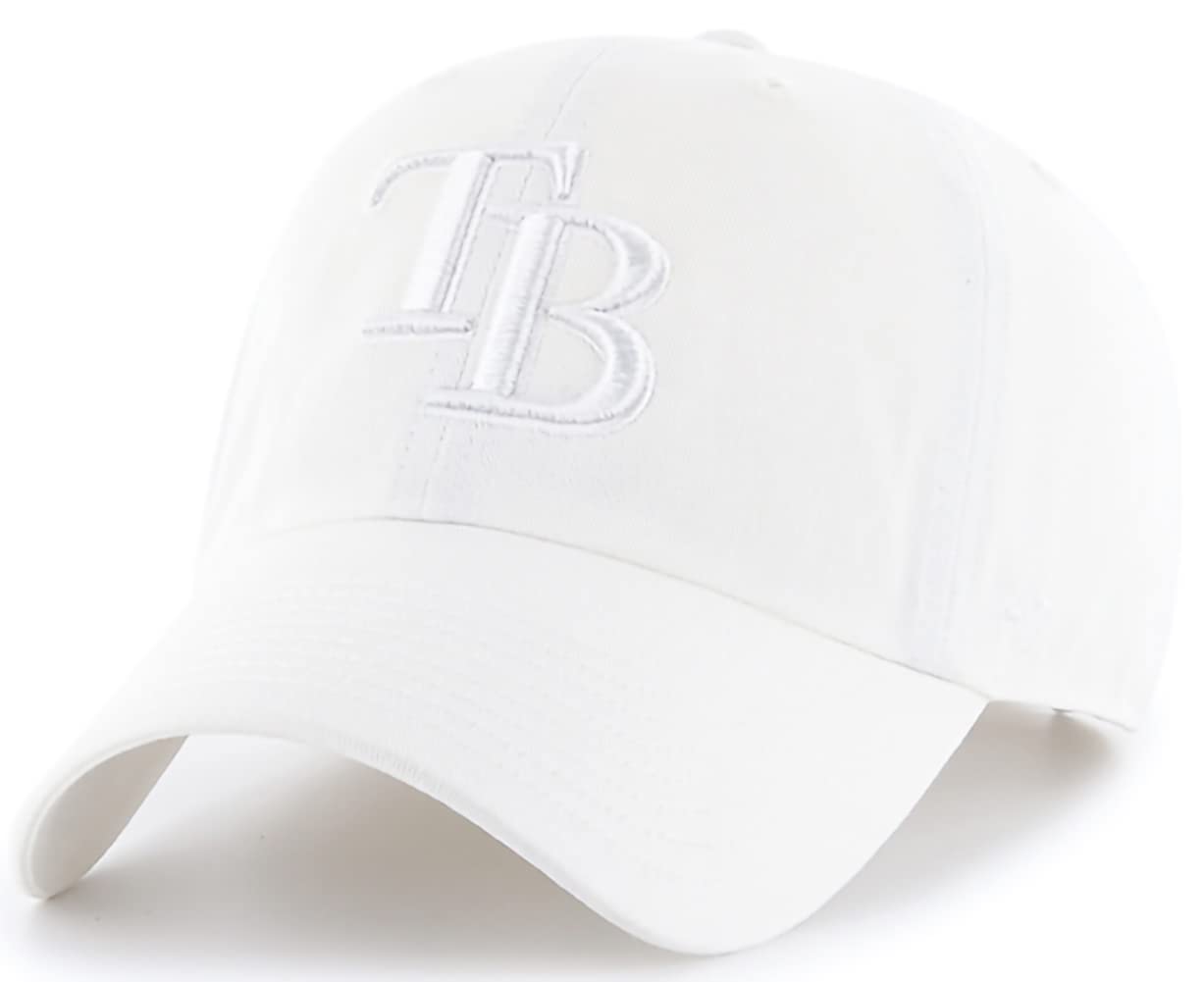 '47 Mlb Bianco/Bianco Pulisce Il Cappello Regolabile, Adulto Taglia Unica, Tampa Bay Rays Bianco/Bianco, Taglia Unica-image