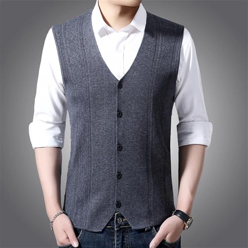 Bollrllr 2024 Winter Men's Knitted Sweater Vest Fashion Button V Neck Sleeveless Warm Sweater Vest2