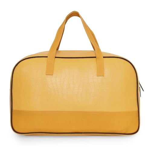 Image of Nautica Duffle Bag for Travel | Stylish Leatherette Luggage | Compact and Comfortable for Travelling |Hand Duffel Bag |Gym Duffle Bag |Suitable for Men and Women 25 L- NTDUF4001 (Dark Yellow)