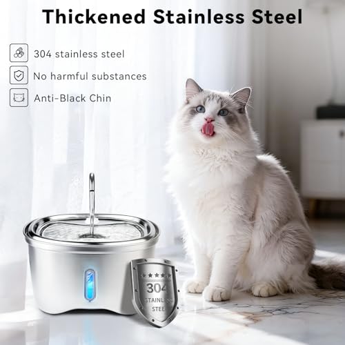 Cat Water Fountain for Drinking Stainless Steel,120 oz/3.5 L Automatic Pet Water Fountain, Drinking Fountain Dog Water Dispenser with Water Level Window, 4+3 Filters - Image 5
