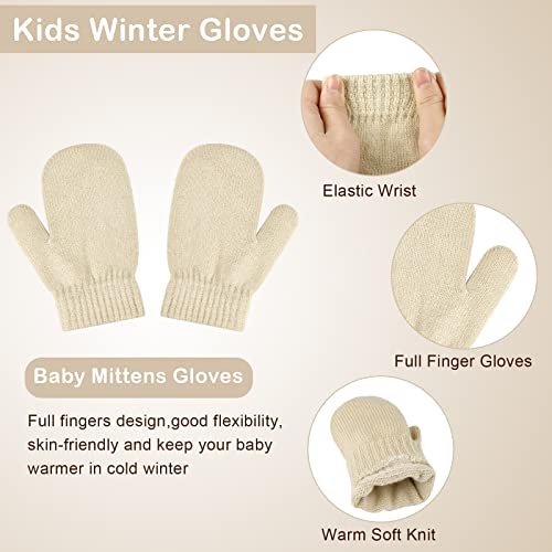 Hicdaw Kids Winter Hats Gloves Scarf Set Baby Mittens Gloves with Pompom Baby Winter Hat Toddler Beanie Hat for Boy Girl4