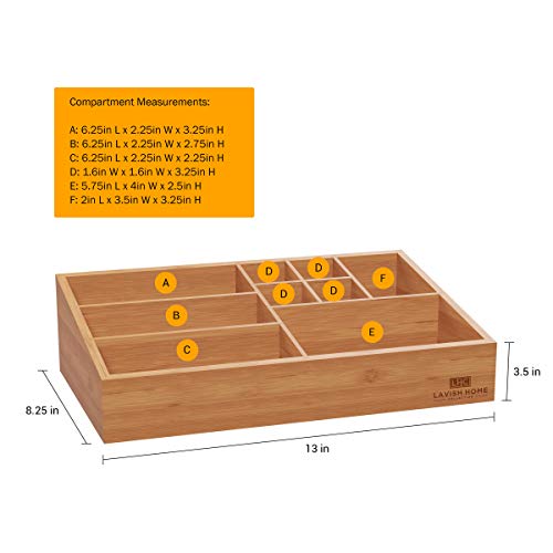 Lavish Home 10 Compartment Bamboo Organizer- Desk Caddy-Bathroom Countertop Storage-Office Accessory Tray-Natural Wood Portable Home Accessories - Image 3