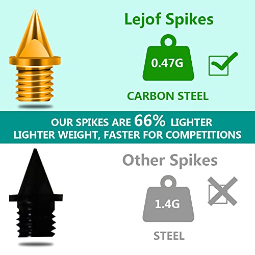 Lejof Carbon Steel Track Spikes, 56 Pcs 1/4 Inch Lighter Weight Spikes For Track, 0.45 Grams Replacement Spikes For Track And Field Sprinting Or Cross Country #TOP2