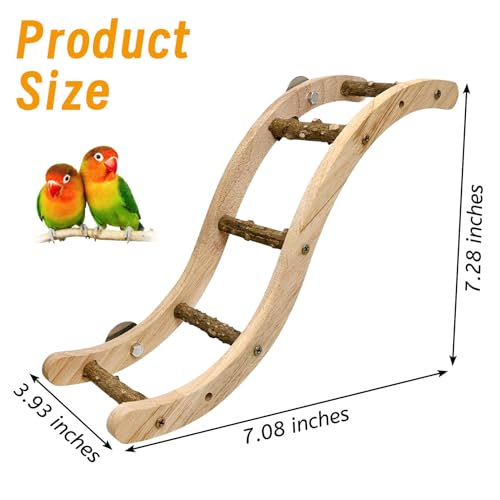 Image of Hamiledyi Nature Wooden Bird Ladder Pet Parrots Climb Bridge Exercise Stands for Parakeet Climbing Chewing Bridge Bird Cage Accessories for Cockatiel Parakeet Lovebirds Budgie