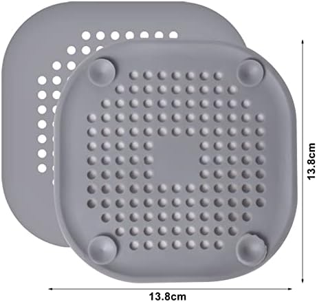 4Pcs Silicone Hair Catcher, Foldable Shower Drain Cover Hair Catcher Hair Stopper Drain Protector Filter For Bathroom Shower, Bathtub and Kitchen, With Suction Cups (White+Grey)