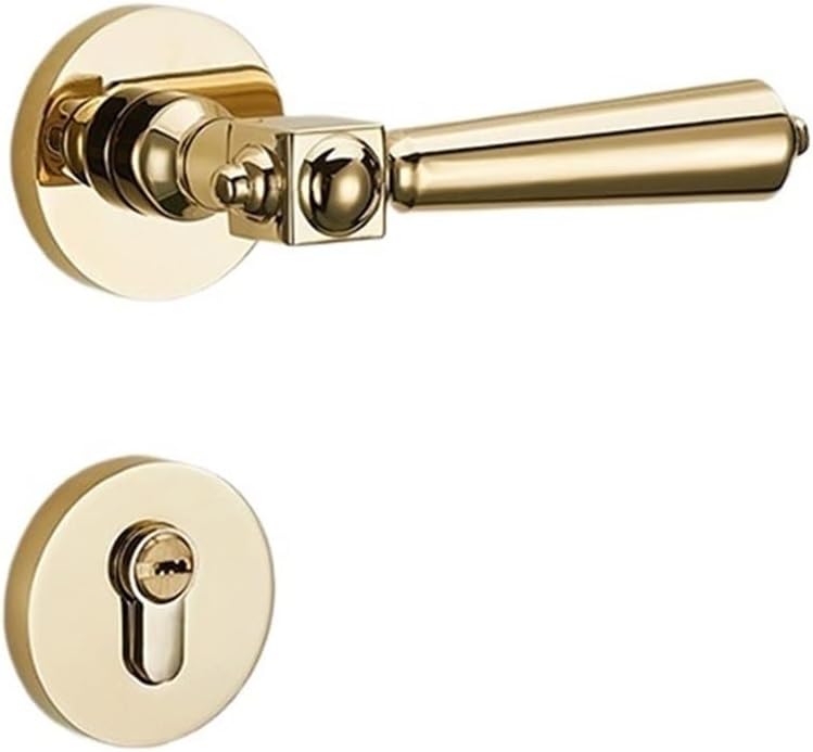 European Door Lock Indoor Bedroom Door Handle American Magnetic Silent Lock Golden Split Lock Household Wooden Door Lock(C Type Magnetic Suction)