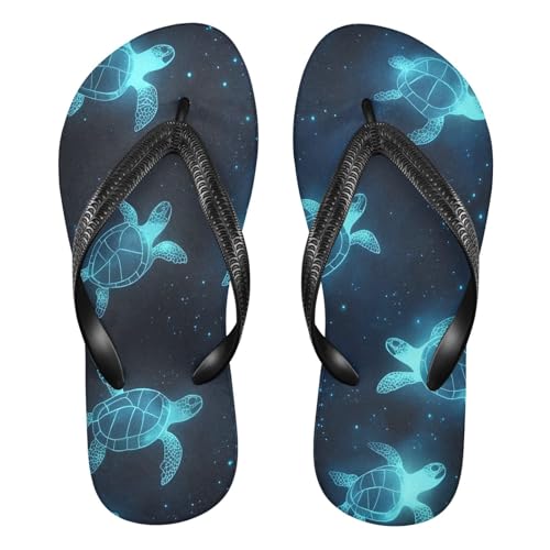 CEBUGI Unisex Flip Flop -Flat Sandal -NonSlip Couple Slippers -Natural Rubber Foam Soles Ultimate Comfort and Durability for Indoor Outdoor|Blue Sea Turtle