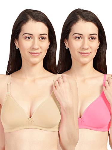 Image of SONARI Omania Womens Non-Padded Cotton Polyester Bras - Solid, Non-Wired, Medium Coverage, Hand Washable (Pack of 2)