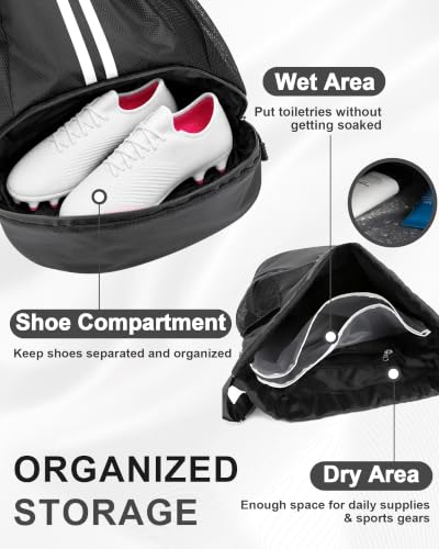 Image of JELUTAR Soccer Bag, Drawstring Soccer Backpack with Shoe Compartment