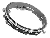 Pandeiro 10 polegadas torelli preto pele transparente