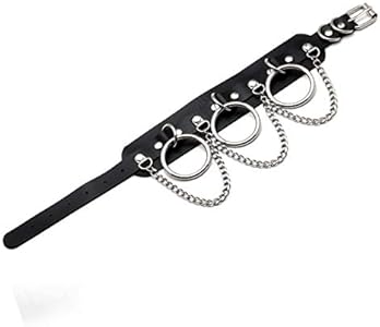 Manfnee Punk klinknagel halsketting PU lederen halsband dames spike halsketting voor mannen vrouwen gotische sieraden, 47 cm, Kunstleer, Edelsteen