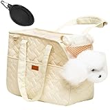Hundetasche für Kleine Porta Perro de Mano para Perros Pequeños, Conejos y Gatos con Bolsillos Laterales,Correa Larga,Bolsa de Algodón,35 * 25 * 15,5 cm,Transportadora de Cachorro,1 Bol Plegable.