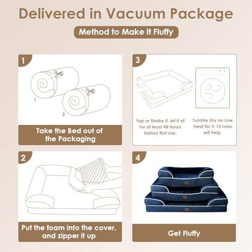 Image of EHEYCIGA Orthopedic Dog Beds for Extra Large Dogs, Waterproof Memory Foam XL Dog Bed with Sides, Non-Slip Bottom and Egg-Crate Foam Big Pet Couch Bed with Washable Removable Cover, Navy