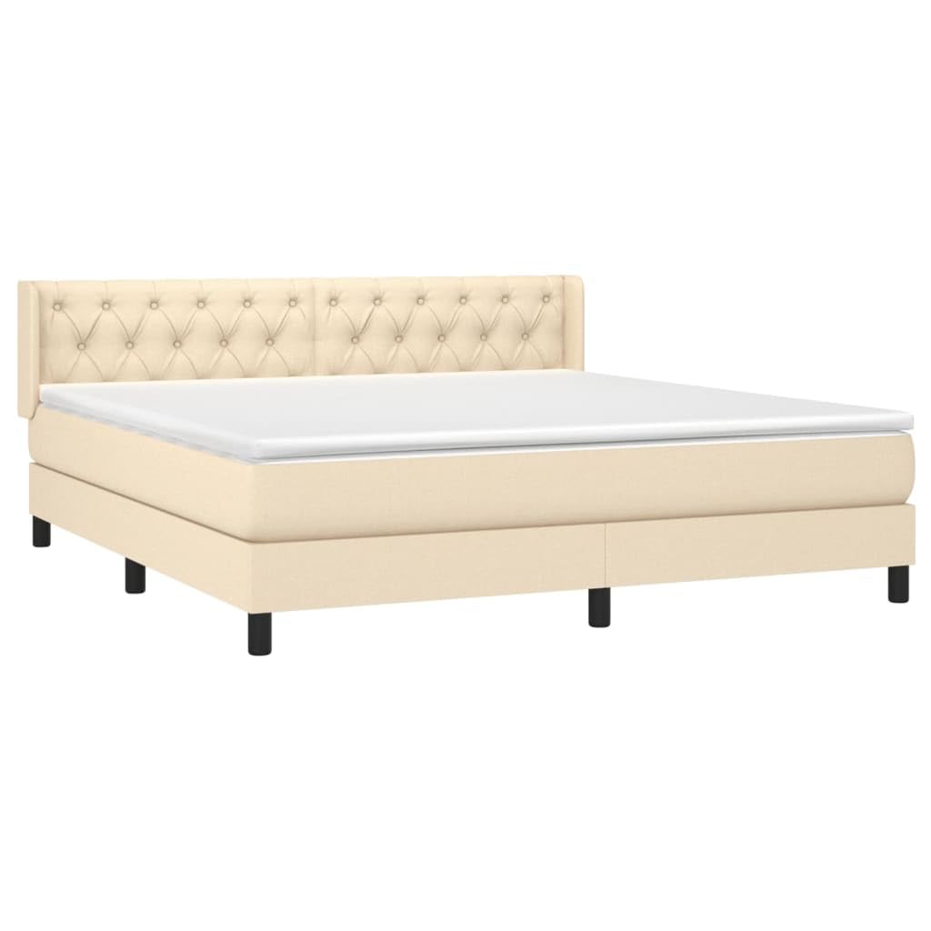 Atmungsaktiver Stoff mit verstellbarem Kopfteil Boxspringbett Creme 160 x