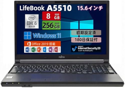 �y�����ςݕi�z�m�[�g�p�\�R�� �x�m�� LIFEBOOK A5510 ��10���� Core i5 Windows 11 &MS Office 2019 ���ڃm�[�gPC 8GB������/SSD 256GB ����15.6�^ HDMI/Type-C/USB3.0/