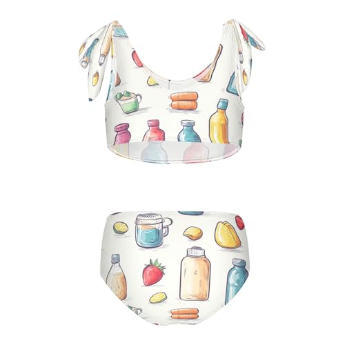 Bottles Lemon Colorful Hearts Strawberry Girls Tankini Swimsuit Kids Bikini Sets 2 Pcs Bathing Suit 3T2