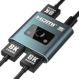 4K 120Hz HDMI Switch, 8K 60Hz HDMI 2.1 Bi-Directional 2-in-1/1-in-2 Switcher Splitter, Aluminum Auto HDMI Selector 48Gbps High Resolution Switch Capable for Gaming, PS5, Xbox, HDR10, Dolby Vision