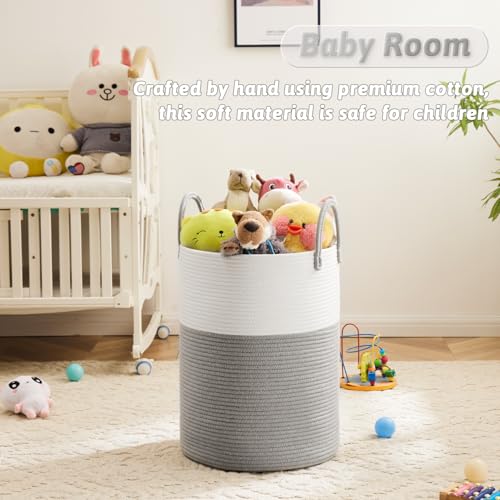 Image of Artfeel Laundry Basket,Woven Cotton Rope Laundry Hamper,40L for Decorative Storage of Dirty Clothes,Toys and Blankets in Bathroom,Baby Room and Living Room