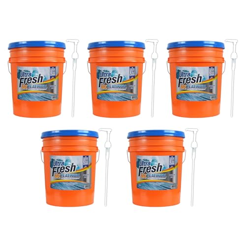 Ultra Fresh 6X Platinum 5 Gallon Laundry Detergent Liquid for All Machine Types with Easy Dispensing Pump, Up to 640 Loads, Mountain Fresh (5 Pack)