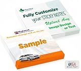 Personalized Sticky Notes 3' x 3' with Text or Logo, Custom Note Pads, 25 Sheets 250 Pack Adhesive Notepad, to Do List Memo Pads, for Office, School, Business Marketing or Party Supplies, 250 Qty