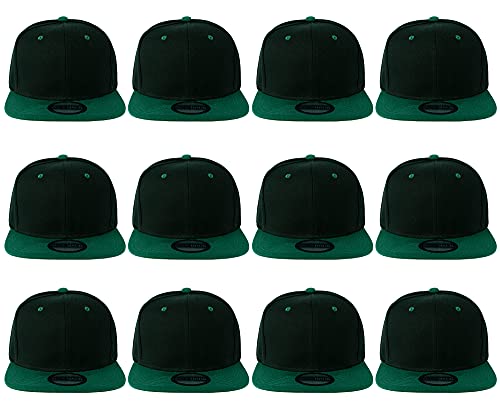 Image of Gelante Plain Blank Flat Brim Adjustable Snapback Baseball Caps Wholesale LOT 12 Pack