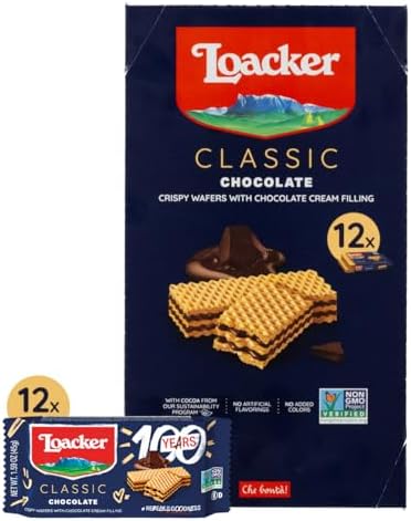 Loacker Classic Chocolate Cream Wafer Cookies, 12-Pack, Non-GMO