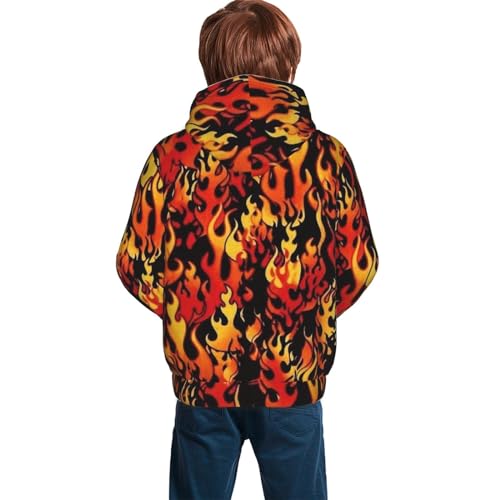 Burning Red Flame Boy, Girls Sports Shirt Youth Pullover Fashion Hooded Sweatshirt2