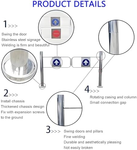 Spring-Loaded Stainless Steel Safety Swing Gate - Automatic Closing 1-Way Entrance Door for Supermarkets, Libraries & Scenic Areas - 170x100cm