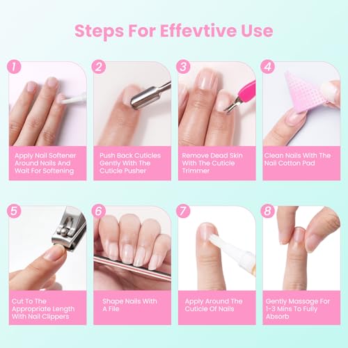 Yokilly Aceite Cuticulas Uñas Lapiz: 4 Piezas Aceite para Cuticulas y 2 Piezas Bolígrafo Ablandador Cutícula Uñas - Kit de Cuidado de Uñas Sabores Mixtos Reparador para Manicura Manos y Pies - imagen 8