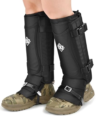 ZHZ Snake Gaiters Durable Waterproof Snake Chaps Lower Legs Protection,Snake Guards with Adjustable Size for Men & Women,Used for Hunting,Hiking and Farm Work (Black)