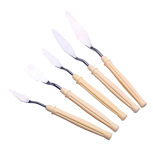 Gogogmee Complete Oil Painting Knife Set 5pcs Stainless Spatula Mixing Tool Pigment Scraper Perfect for Artistic Mixing