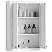 HOMCOM Wandschrank für Badezimmer, 3 Ebenen, hängender Aufbewahrungsschrank für Badezimmer mit 2 Türen und verstellbarem Regal, hängender WC-Schrank, 61 x 20 x 84 cm, weiß