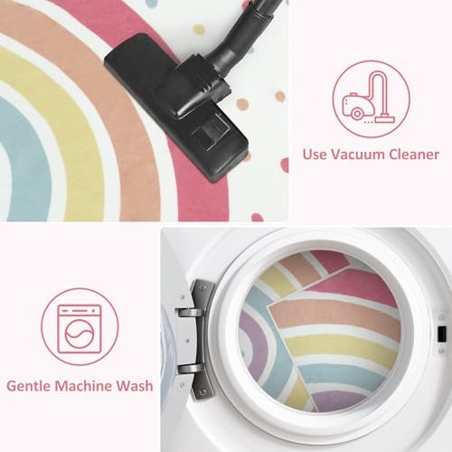 STARUIA Washable Rainbow Rug for Girls Bedroom, Large Area Rug 5x7 Colorful Rug for Nursery Kids Room, Soft Non-Slip Carpet Kids Rug for Classroom Playroom Tent Castle Dorm - Image 6
