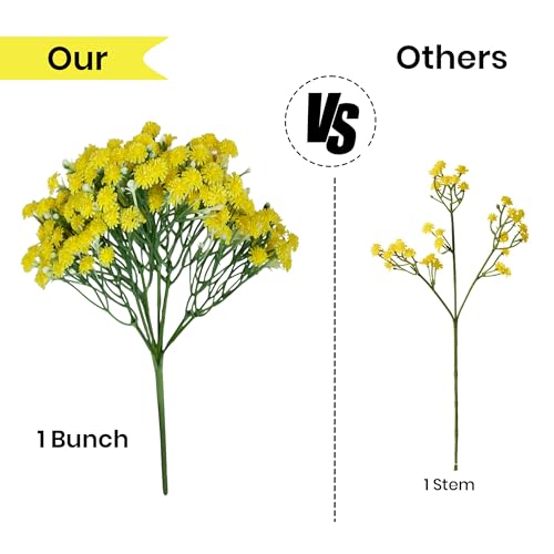 Image of Art Street Artificial Baby Breath Yellow Flowers|Christmas Mothers Day Gifting, Flowers for Vase | Decoration Items for Living Room| Set of 2 (Size: 14 Inch)