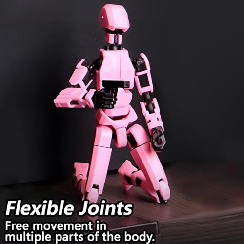 Image of Home Dcor|Pink T13 Mechanical Dummy Robot - Pre-Assembled 3D Printed Multi-Jointed Figurines, Perfect Desk Decoration and Collectible.