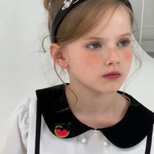 Image of Cute Black Cat Watermelon Enamel Brooch Pin Funny Novelty Cartoon Animal Fruit Lapel Pins Clothing Backpacks Jackets Collar Badges DIY Decoration Jewelry Kawaii Creative for Women Girls Boys