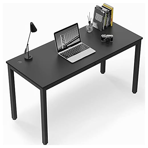 EUREKA ERGONOMIC 55 Inch Large Black Home Office Computer Desk, Simple Modern Long Sturdy Work Study Writing PC Gaming Table, for Adults Teens Kids Bedroom Kitchen Dinning Room with Metal Frame