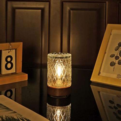 CZSHCKJYXGS Battery Operated Light with Timer Adult Night Lights for Bedroom Mini Lamp for Lndoor Use in Bathroom Hallway Glass Decorative Warm Light Lamp (Warm Light)