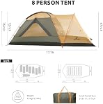 Naturehike Kota4/6/8 Camping Tent, Large Family Tent for 3Seasons,Tent for 4/6/8Persons, Canopy Tent for 8Persons