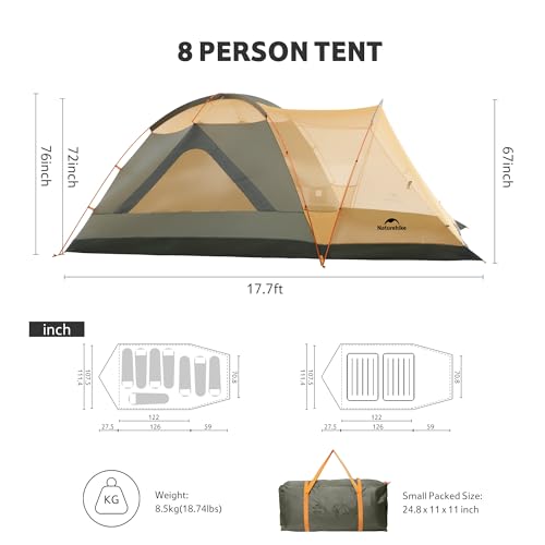 Naturehike Kota4/6/8 Camping Tent, Large Family Tent for 3Seasons,Tent for 4/6/8Persons, Canopy Tent for 8Persons by Naturehike - Image 2