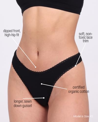 Organic Cotton Mid Rise Thong Underwear, 4 Pack2