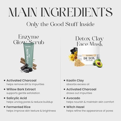 Image of Enzyme Glow Scrub & Detox Clay Face Mask Combo for Women & Men | Face Scrub for Tan Removal, Dead Skin & Blackheads | Clay Mask for Oil Control & Deep Pore Cleansing