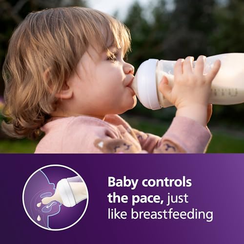 Image of Philips Avent Natural Baby Bottles with Natural Response Nipples (Fast Flow, Flow 4), 11oz, 4-Pack, SCY906 /04