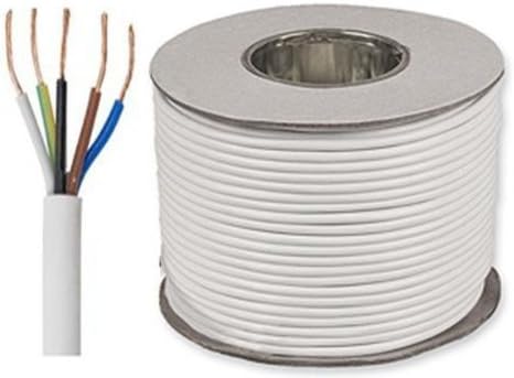 5 Meters of White 1mm 10 Amp 3185Y 5 Core Flexible Cable