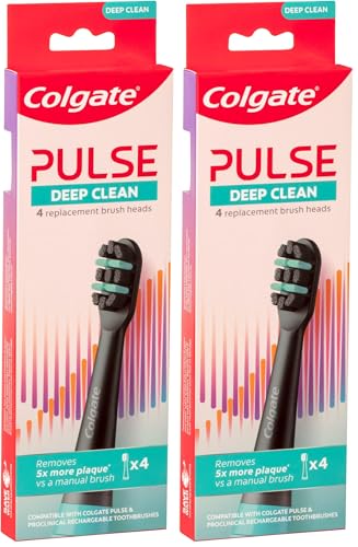 Colgate Pulse Deep Clean Electric Toothbrush Replacement Brush Head Refills, 8 Pack, ProClinical Compatible
