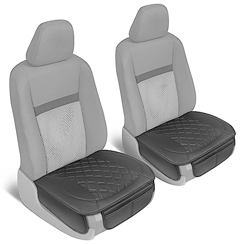 Image of Motor Trend Car Seat Cushion, 2 Pack - Diamond Stitched Faux Leather Seat Covers for Cars Trucks SUV, Black Padded Car Seat Covers with Storage Pockets, Premium Automotive Seat Covers for Front Seats